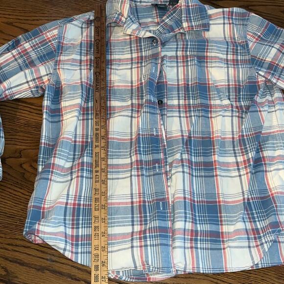 Vintage 90s Liz Wear  Women's Top Madras  Plaid Cottagecore  Shirt  L - Picture 4 of 5